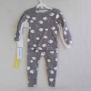 NWT Carter's 4-Piece PJ Set Girl's Size 18mo in Grey White w/ Sheep‎